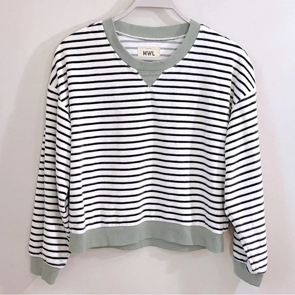 Madewell Black and White Striped Sweatshirt - Picture 2 of 15